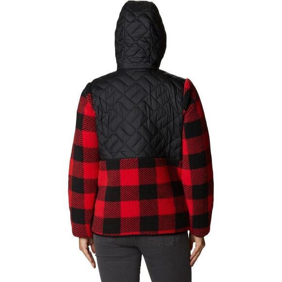 Columbia Women's Sweet View Fleece Hooded Pullover,Black/Red Lily Check, Size XL - Picture 2 of 9